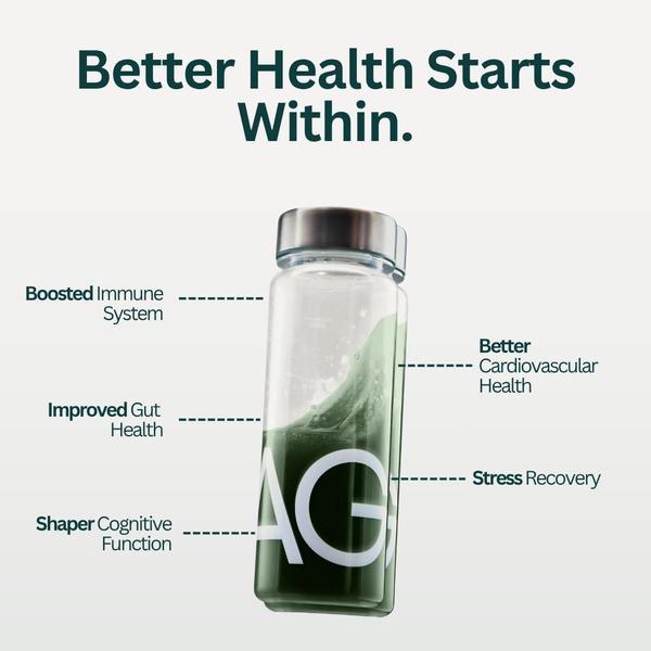 A clean, minimalist 1:1 creative that pairs a single product image with direct, line-connected benefit claims.
